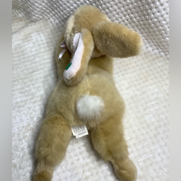 WAL-MART Plush Light Tan Laying Down Bunny Rabbit Stuffed Animal w Carrot on Ear - Picture 11 of 14